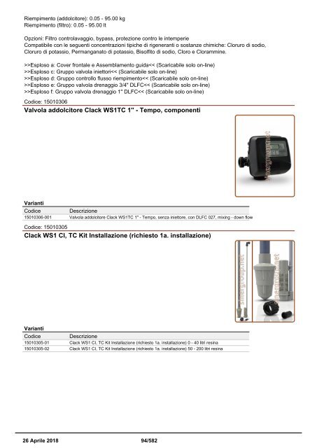 Depuratori Acqua Addolcitori Osmosi Catalogo Generale 26 Aprile 2018