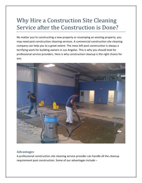 Why Hire a Construction Site Cleaning Service after the Construction is Done