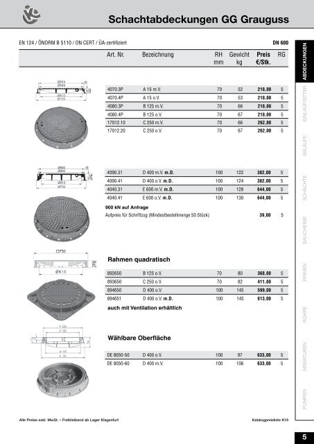 Preisliste K18 Stand small