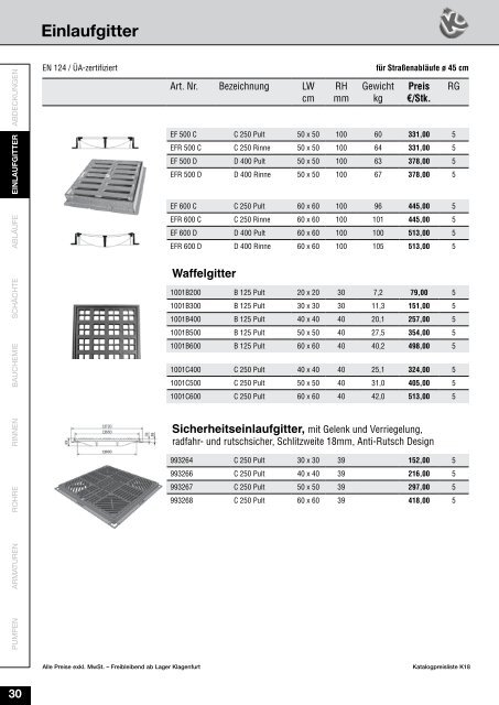 Preisliste K18 Stand 10-4-2018