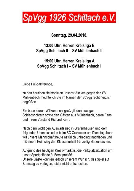 29.04.2018, SpVgg Schiltach - SV Mühlenbach