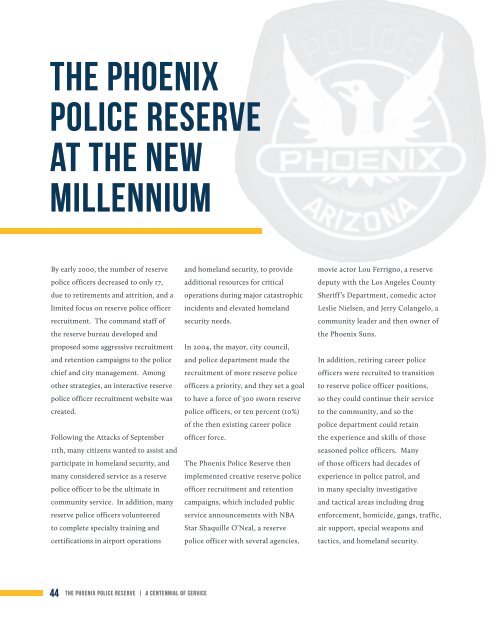 The Phoenix Police Reserve: A Centennial of Service