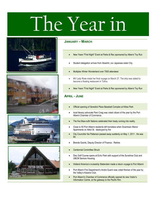 2011 Highlights - City of Port Alberni