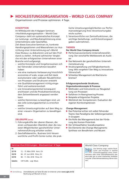 2018 Management Seminare (Durchführungen in Deutschland), St. Gallen International Business School