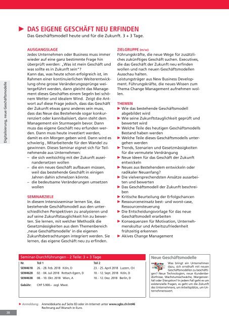 2018 Management Seminare (Durchführungen in Deutschland), St. Gallen International Business School