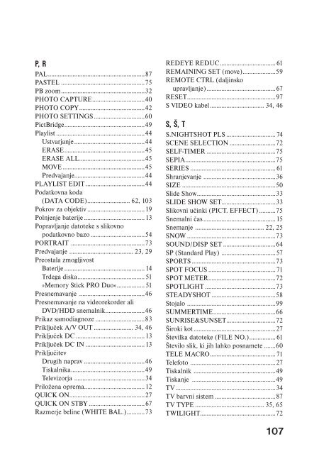 Sony DCR-SR55E - DCR-SR55E Mode d'emploi Slov&eacute;nien