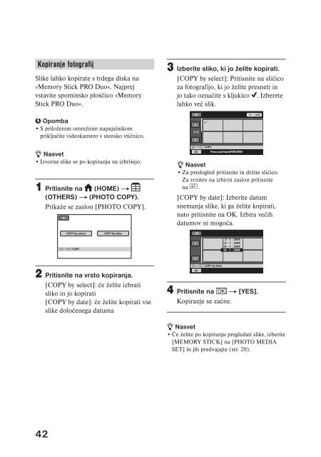 Sony DCR-SR55E - DCR-SR55E Mode d'emploi Slov&eacute;nien