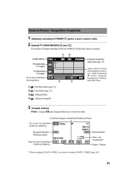 Sony DCR-SR55E - DCR-SR55E Mode d'emploi Roumain