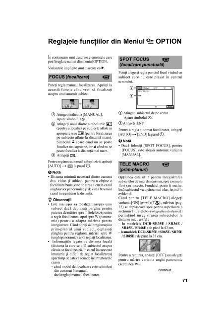 Sony DCR-SR55E - DCR-SR55E Mode d'emploi Roumain