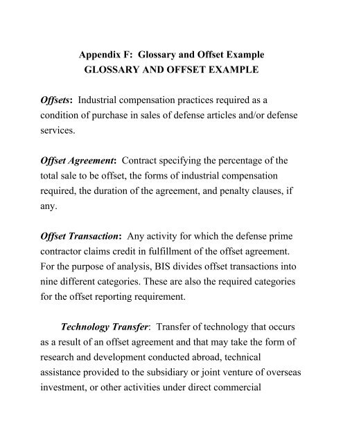 offset agreement template