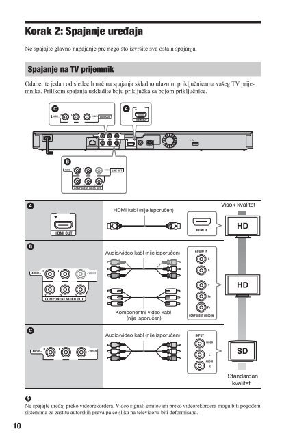 Sony BDP-S470 - BDP-S470 Mode d'emploi Serbe