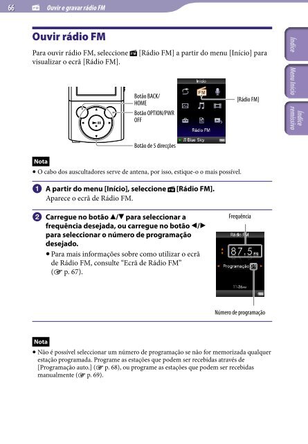 Sony NWZ-E444 - NWZ-E444 Istruzioni per l'uso Portoghese