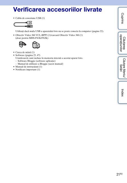 Sony MHS-FS2 - MHS-FS2 Istruzioni per l'uso Rumeno