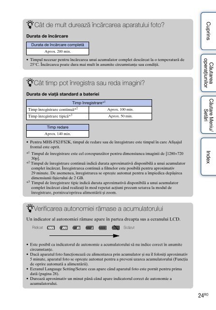 Sony MHS-FS2 - MHS-FS2 Istruzioni per l'uso Rumeno