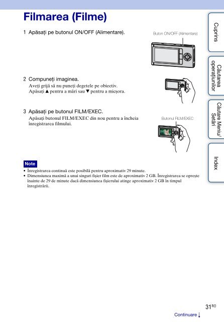 Sony MHS-FS2 - MHS-FS2 Istruzioni per l'uso Rumeno