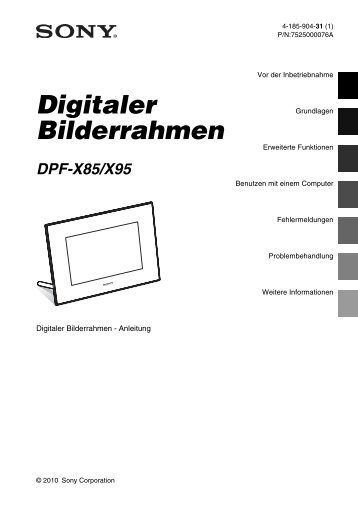 Sony DPF-X85 - DPF-X85 Consignes dâutilisation Allemand