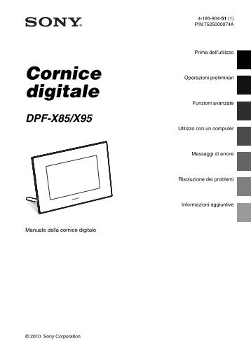 Sony DPF-X85 - DPF-X85 Consignes dâutilisation Italien