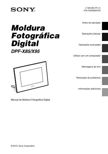 Sony DPF-X85 - DPF-X85 Consignes dâutilisation Portugais