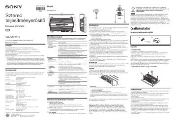 Sony XM-GTX6021 - XM-GTX6021 Mode d'emploi Hongrois