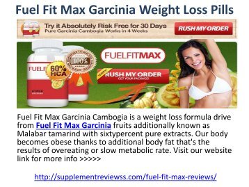 Fuel Fit Max Garcinia Weight Loss Pills