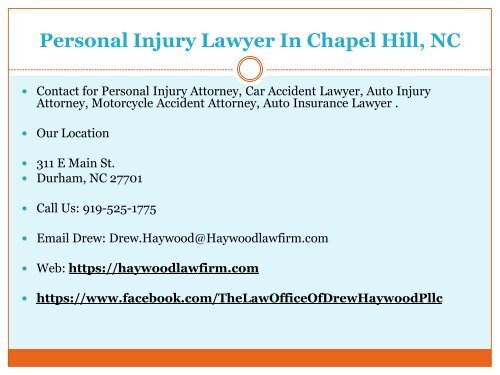 Personal Injury Lawyer Chapel Hill North Carolina