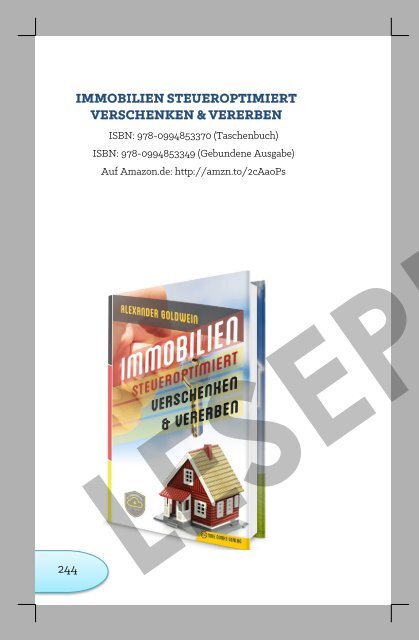 Das Immobilien-Praxishandbuch für Eigennutzer: Die richtige Strategie für Immobilienkauf, Immobilienfinanzierung & Neubau von Alexander Goldwein auf Amazon: https://amzn.to/2r0COVW  