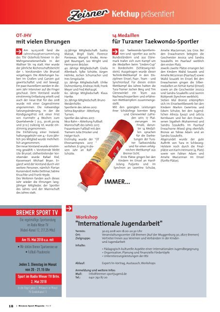 BREMER SPORT Magazin | Mai 2018