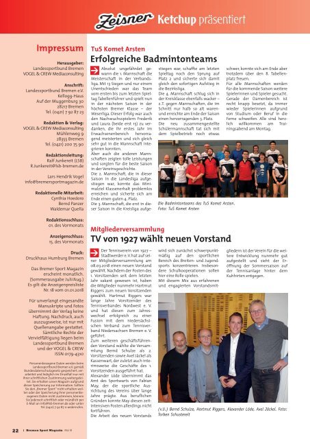 BREMER SPORT Magazin | Mai 2018