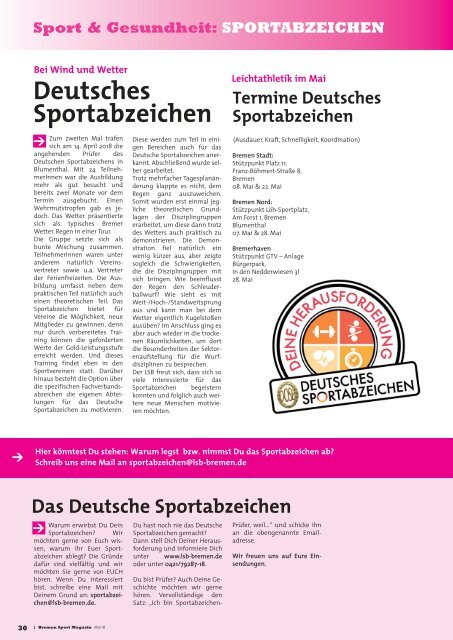 BREMER SPORT Magazin | Mai 2018