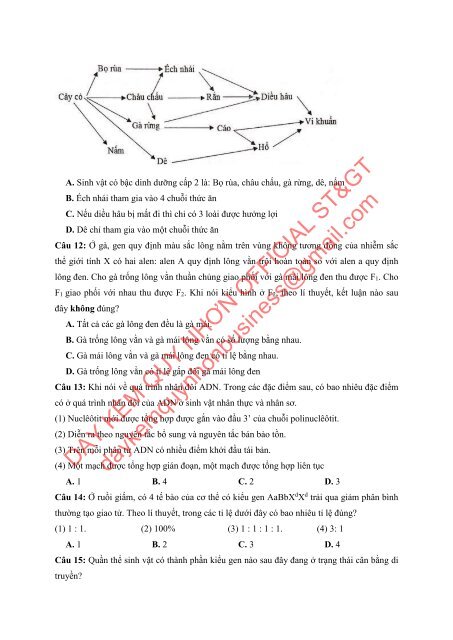 Bộ đề thi thử THPTQG Năm 2018 - Môn Sinh Học - 15 ĐỀ + ĐÁP ÁN - Chinh phục điểm 9-10 - Tuyensinh247 (Without explanation)