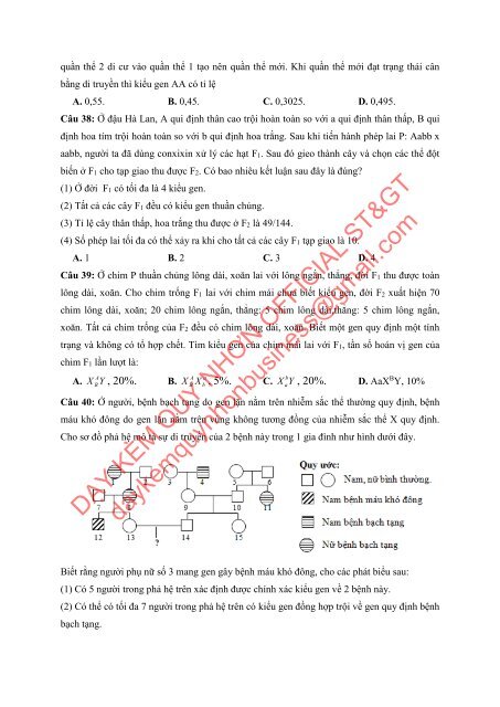 Bộ đề thi thử THPTQG Năm 2018 - Môn Sinh Học - 15 ĐỀ + ĐÁP ÁN - Chinh phục điểm 9-10 - Tuyensinh247 (Without explanation)