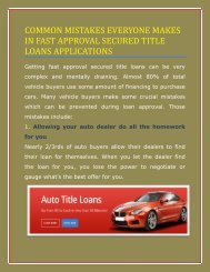 Common mistakes everyone makes in fast approval secured title loans applications