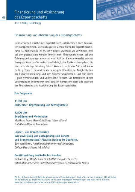 Einladung und Programm IHK Außenwirtschaftswoche 2009