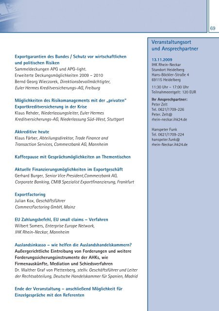 Einladung und Programm IHK Außenwirtschaftswoche 2009