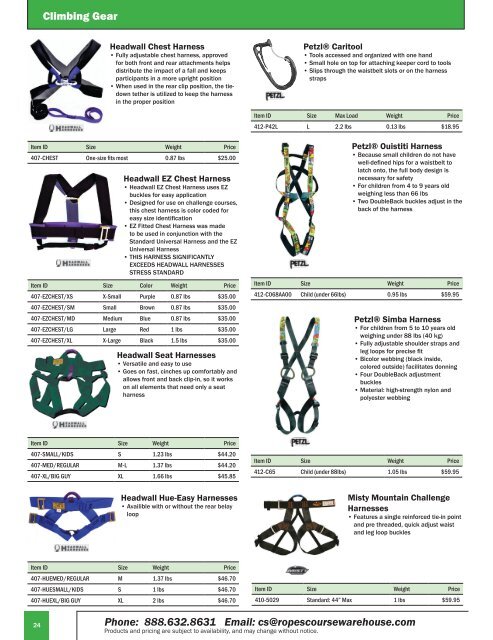 Ropes Course Warehouse Catalog 2018
