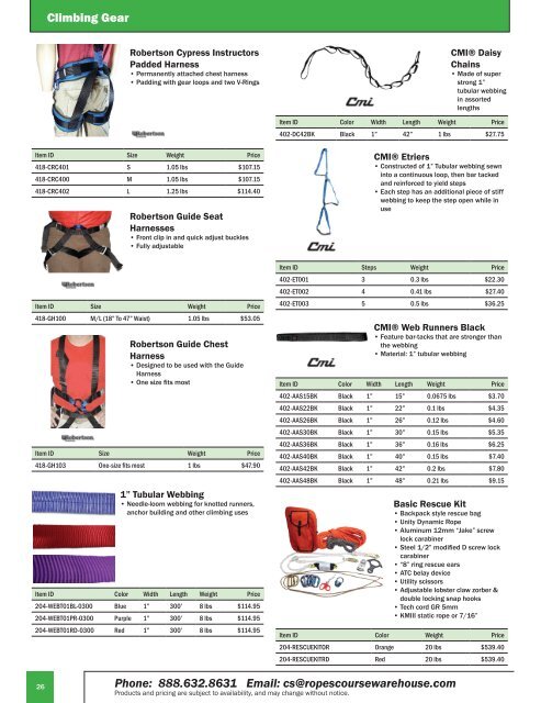 Ropes Course Warehouse Catalog 2018