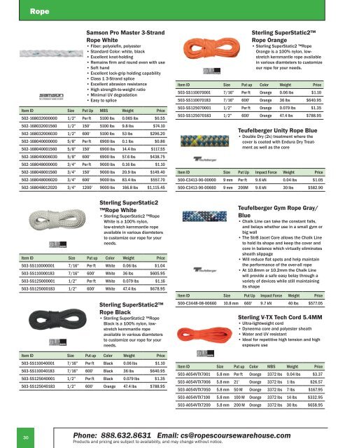 Ropes Course Warehouse Catalog 2018