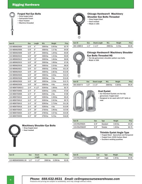 Ropes Course Warehouse Catalog 2018