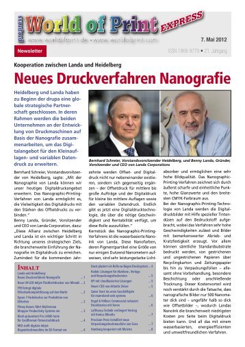 Neues Druckverfahren Nanografie - CAT-Verlag Blömer GmbH