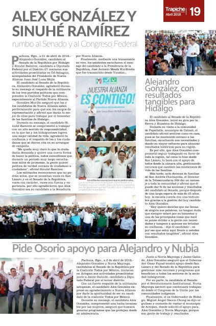 REVISTA TRAPICHE | ABRIL  2018 | UNA DÉCADA INFORMANDO