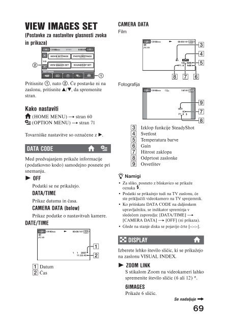 Sony DCR-DVD506E - DCR-DVD506E Mode d'emploi Slov&eacute;nien