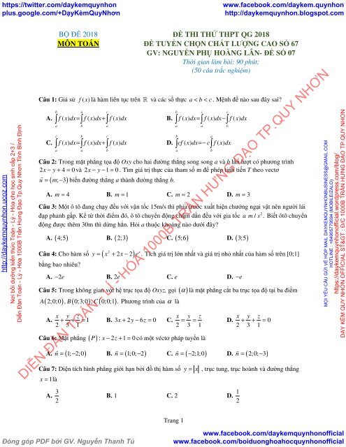 Bộ đề thi thử THPT QG 2018 Các môn TOÁN - LÍ - HÓA Các trường THPT Cả nước CÓ HƯỚNG DẪN GIẢI (Lần 18) [DC29042018]