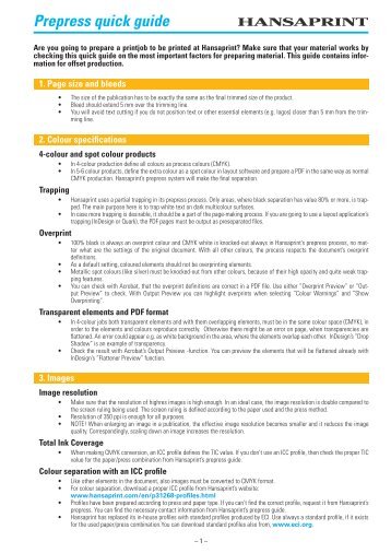 Prepress quick guide - Hansaprint