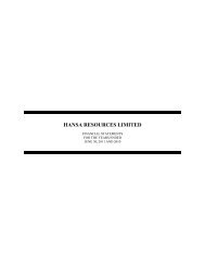 HANSA RESOURCES LIMITED - Hansa Resources Ltd.