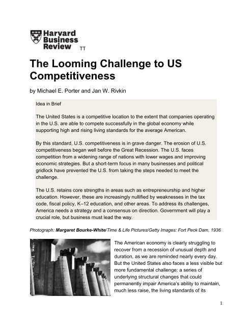 The Looming Challenge To Us Competitiveness Washington - 