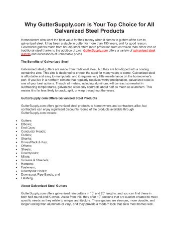 Why GutterSupply.com is Your Top Choice for All Galvanized Steel Products
