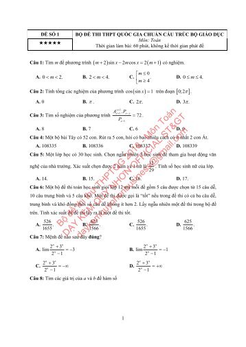 Bộ đề thi thử THPTQG Năm 2018 - Môn Toán - Bộ đề TN Toán - 12 ĐỀ + ĐÁP ÁN