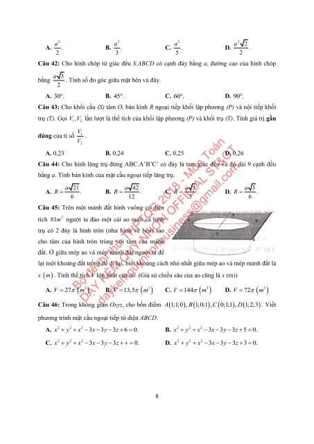 Bộ đề thi thử THPTQG Năm 2018 - Môn Toán - Bộ đề TN Toán - 12 ĐỀ + ĐÁP ÁN