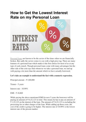 How to Get the Lowest Interest Rate on my Personal Loan