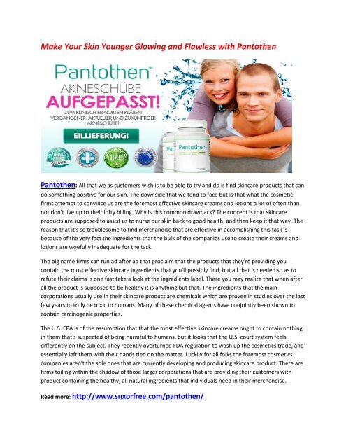 make your skin Young and look less aged with Pantothen